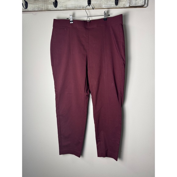 croft & barrow Pants - Croft & Barrow Ankle Pants Womens 18 Maroon Solid Stretch Pull On Mid Rise